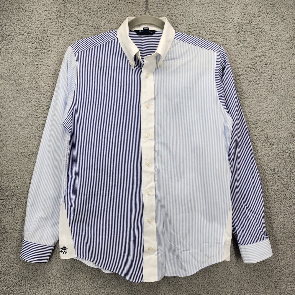 Brooks Brothers Cotton Mixed Stripe Button Down Shirt Blue White Women Large